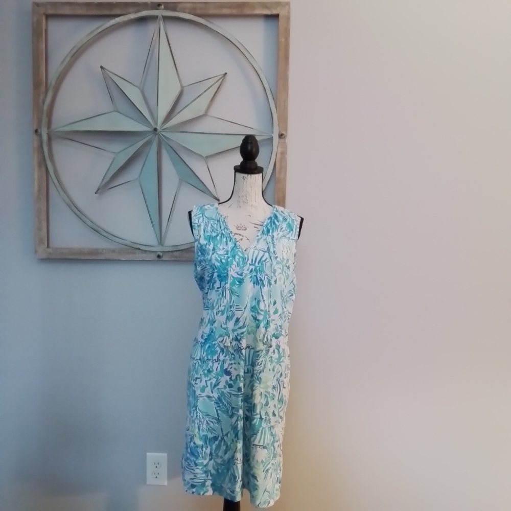 Lilly Pulitzer Johana Cover-Up Shift Dress Blue Ibiza Cabana Cocktail - L - Picture 4 of 15